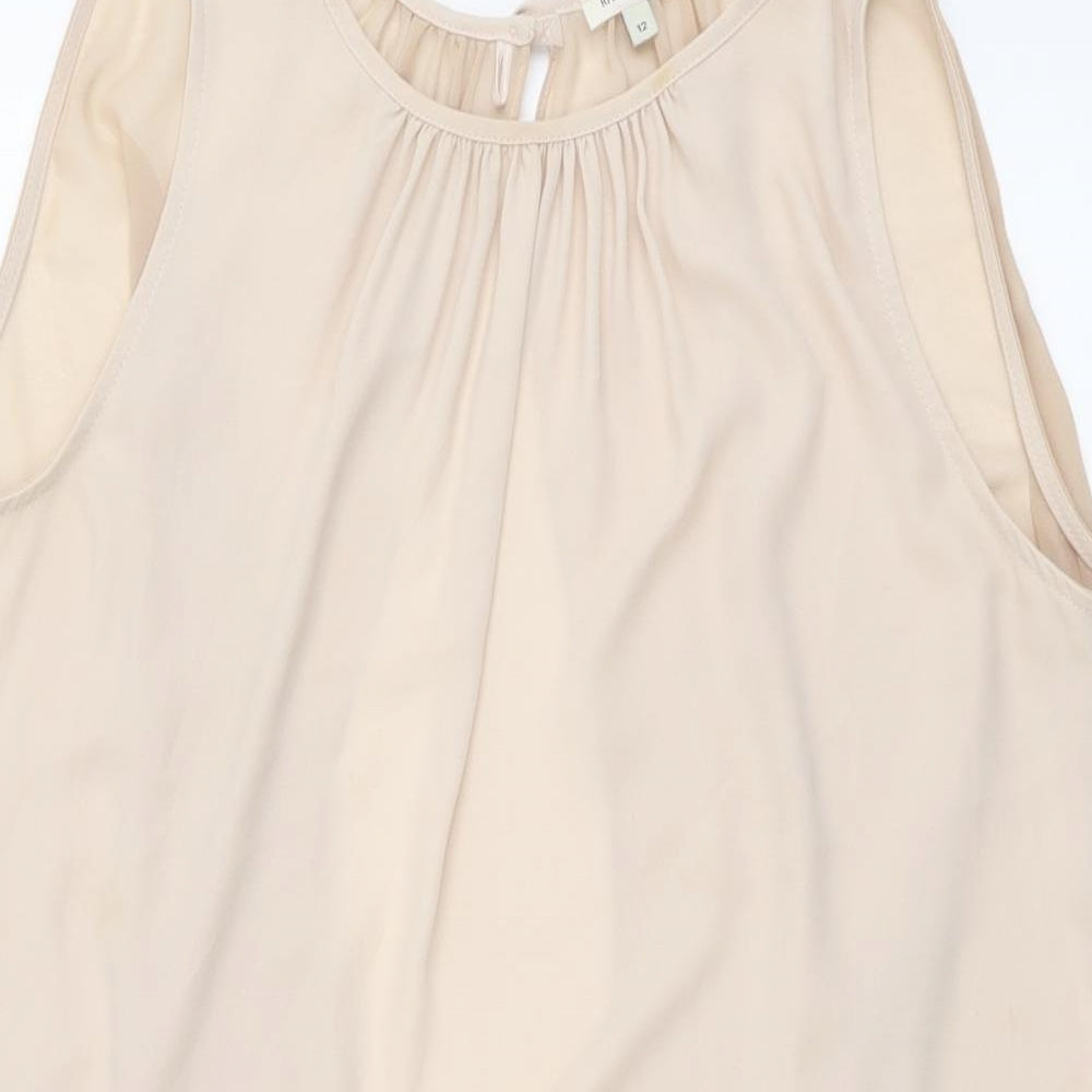 Womens UK Size 12 River Island Beige Basic Blouse