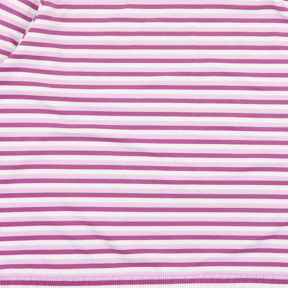 Bonmarché Womens Purple Striped Polyester Basic T-Shirt Size S Round Neck