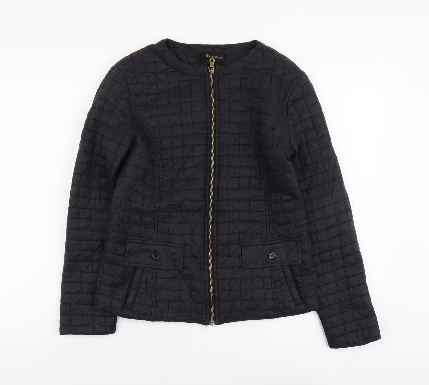 Incorporate Wear Womens Black Quilted Jacket Size S Zip