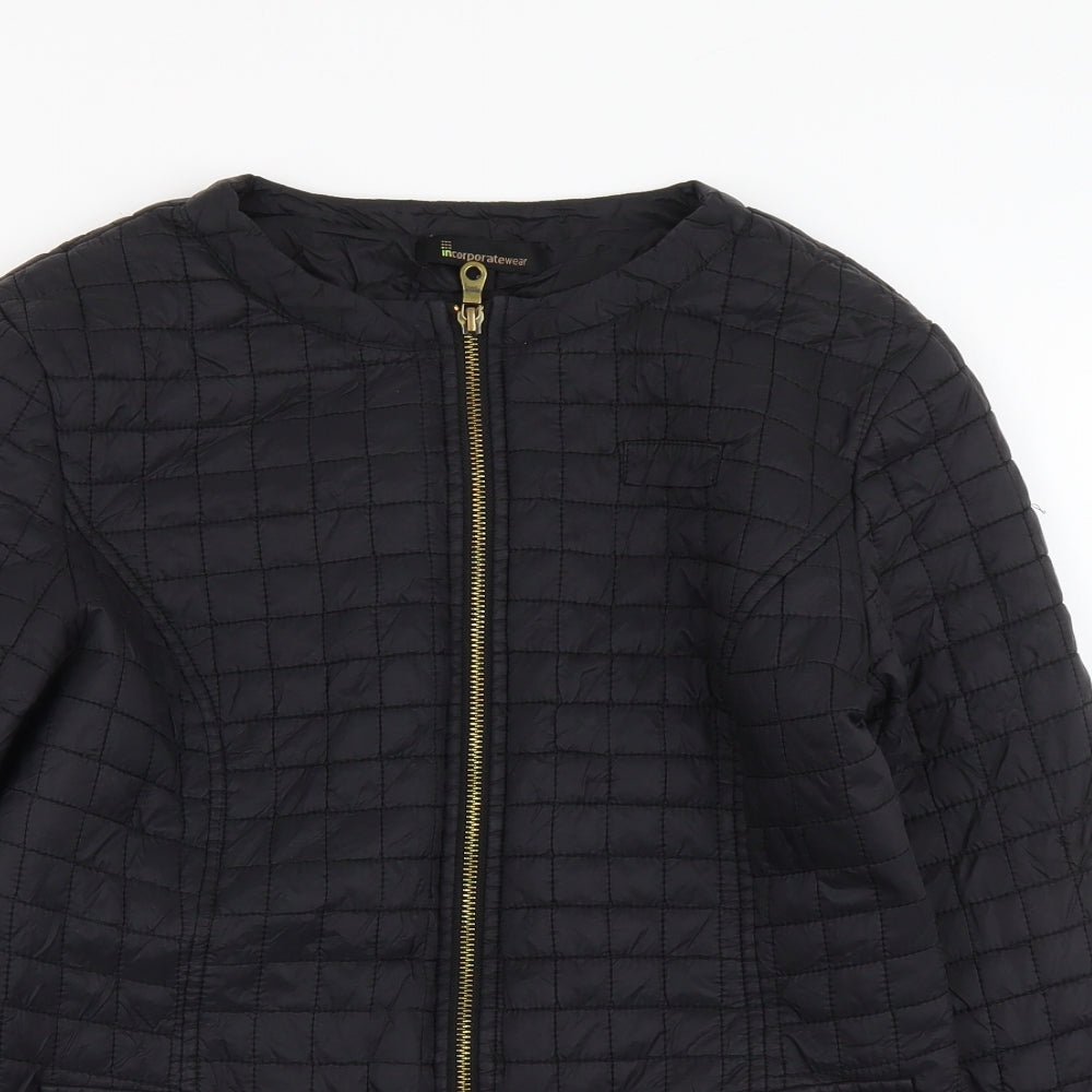 Incorporate Wear Womens Black Quilted Jacket Size S Zip