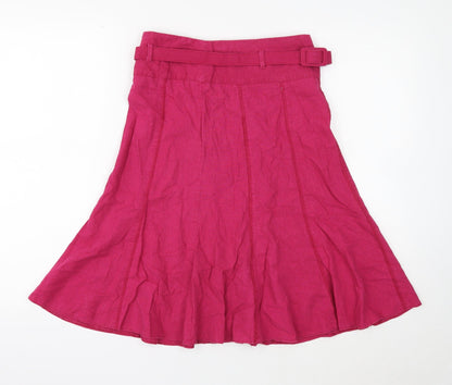 Dorothy Perkins Womens Pink Linen Swing Skirt Size 6 Zip