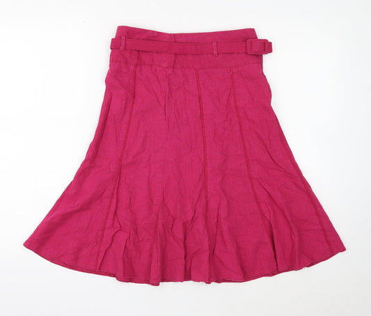 Dorothy Perkins Womens Pink Linen Swing Skirt Size 6 Zip