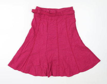 Dorothy Perkins Womens Pink Linen Swing Skirt Size 6 Zip