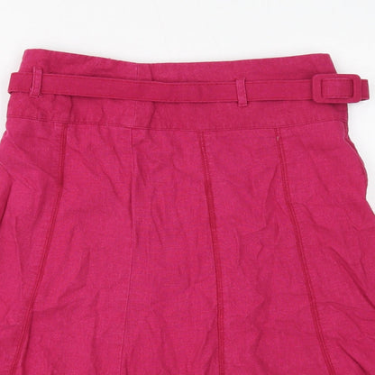 Dorothy Perkins Womens Pink Linen Swing Skirt Size 6 Zip