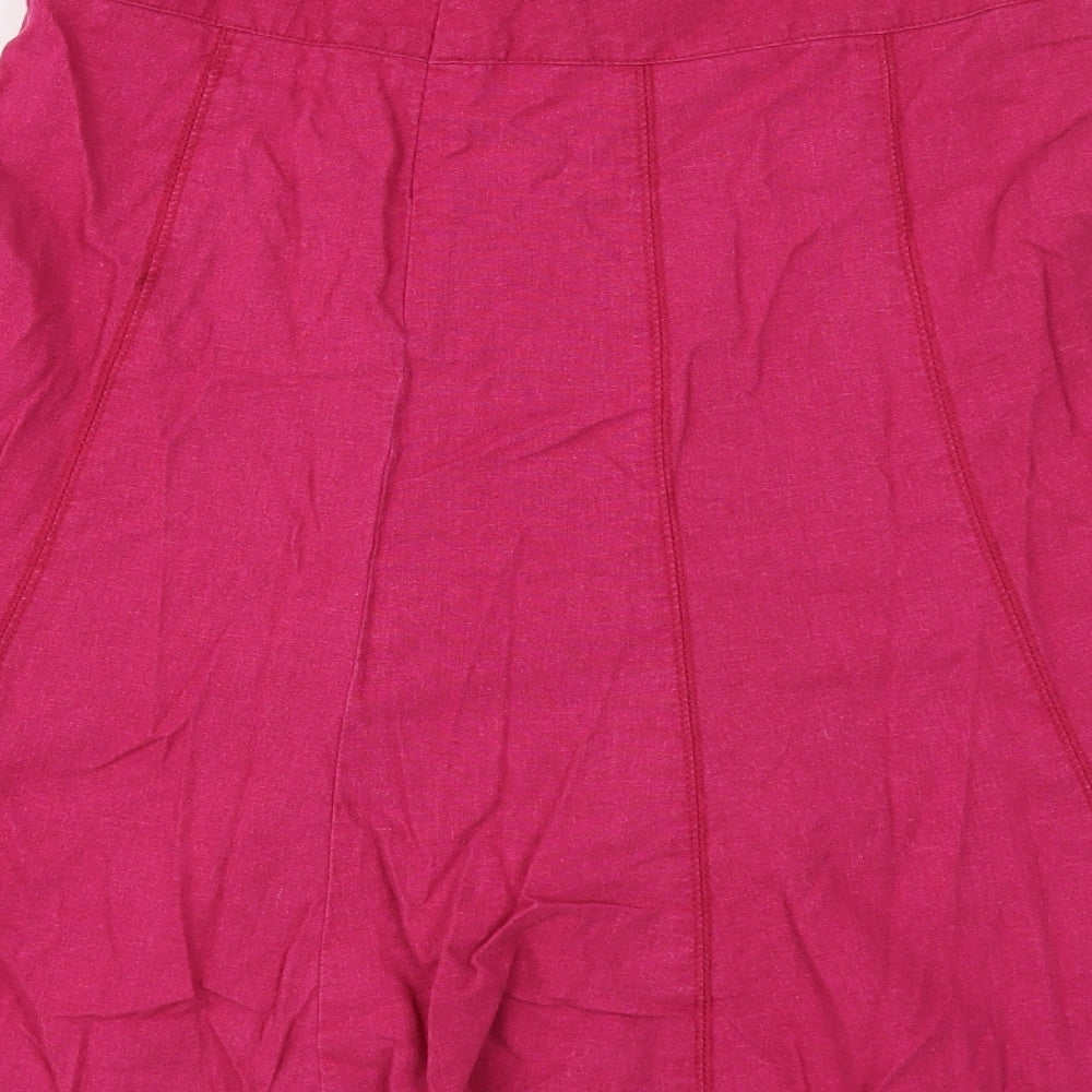 Dorothy Perkins Womens Pink Linen Swing Skirt Size 6 Zip