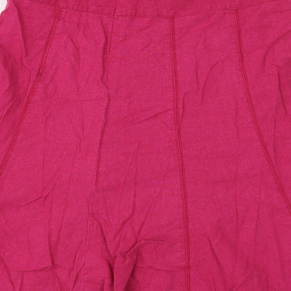 Dorothy Perkins Womens Pink Linen Swing Skirt Size 6 Zip