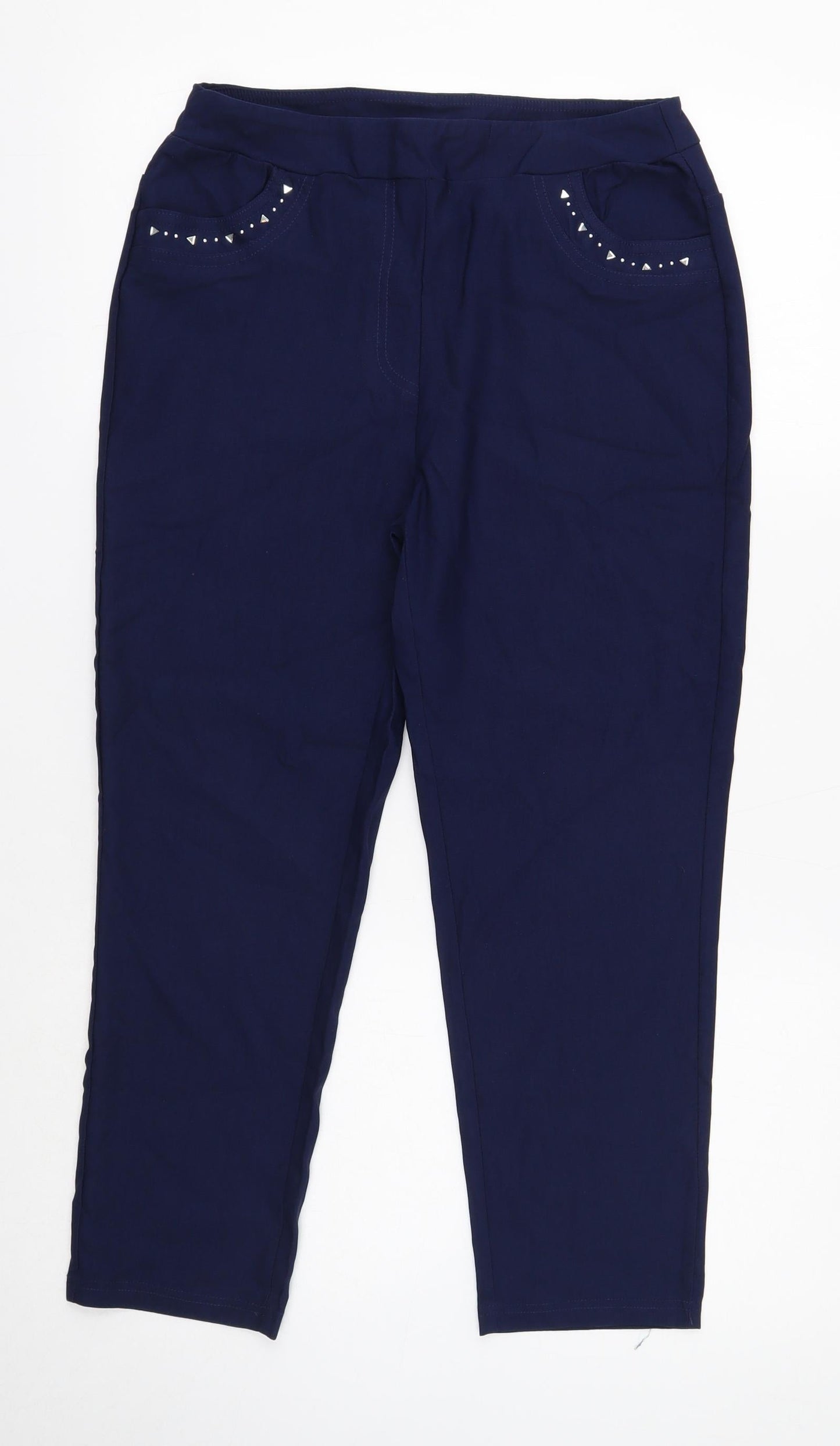 BASSINI Womens Blue Viscose Trousers Size M Regular