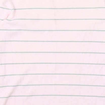 Kirkland Signature Womens Pink Scoop Neck Striped Viscose Pullover Jumper Size 2XS