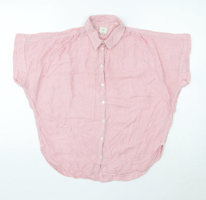 H&M Womens Pink Striped Modal Basic Button-Up Size 6 Collared