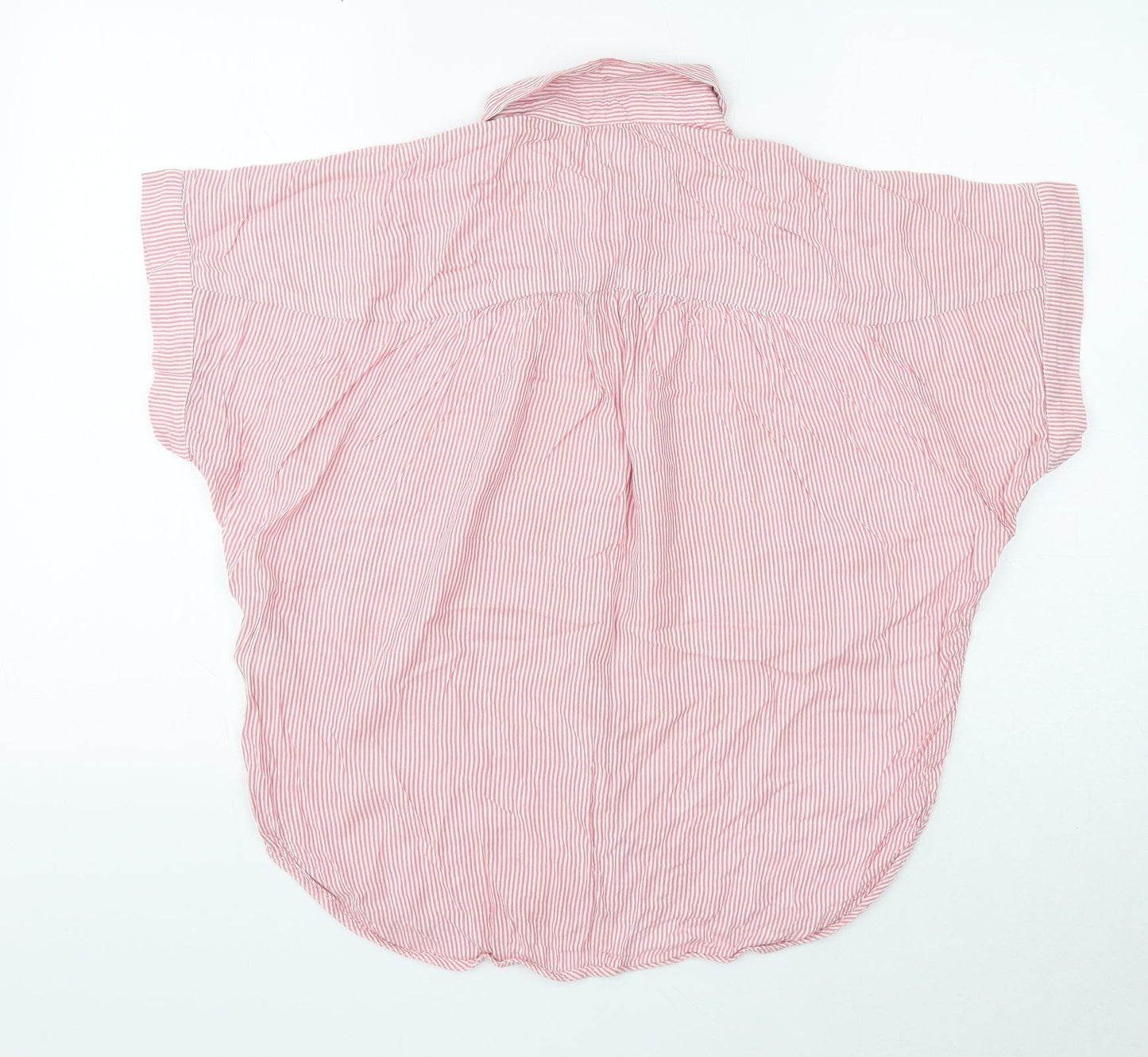 H&M Womens Pink Striped Modal Basic Button-Up Size 6 Collared