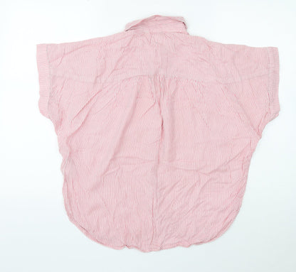 H&M Womens Pink Striped Modal Basic Button-Up Size 6 Collared