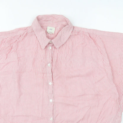 H&M Womens Pink Striped Modal Basic Button-Up Size 6 Collared