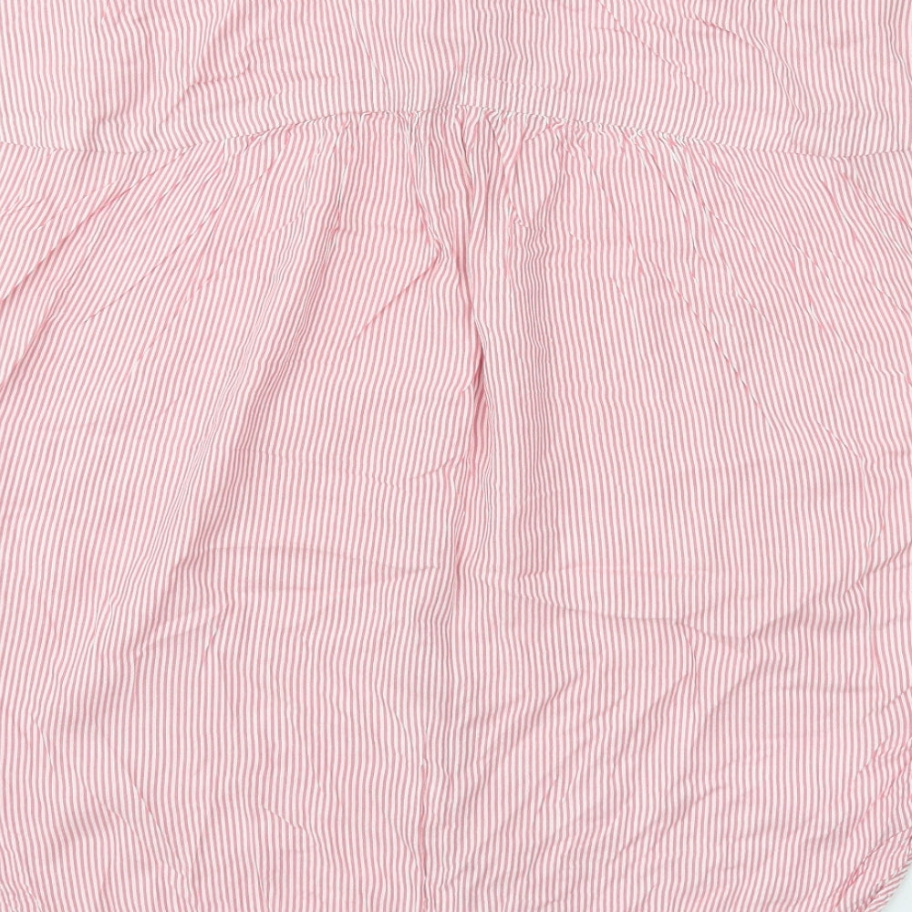H&M Womens Pink Striped Modal Basic Button-Up Size 6 Collared