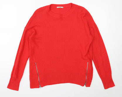 TU Womens Red Scoop Neck Acrylic Pullover Jumper Size 12