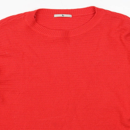 TU Womens Red Scoop Neck Acrylic Pullover Jumper Size 12