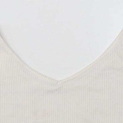SheIn Womens White Polyester Cropped Tank Size L V-Neck