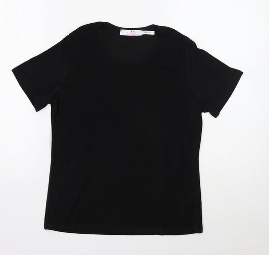 Julipa Womens Black Polyester Basic T-Shirt Size 8 Round Neck