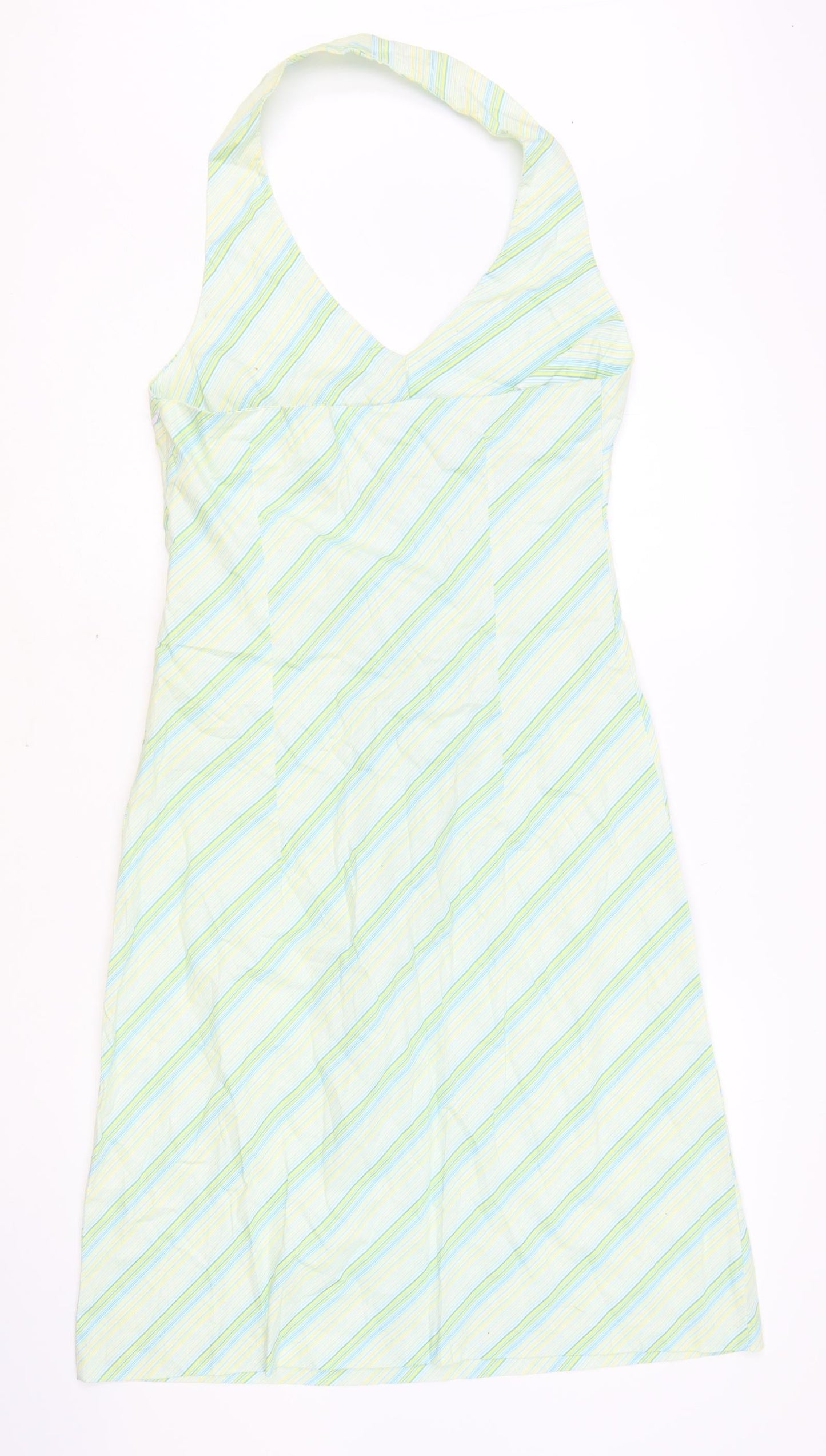 X-Mali Womens Multicoloured Striped Cotton Tank Dress Size L Halter Zip