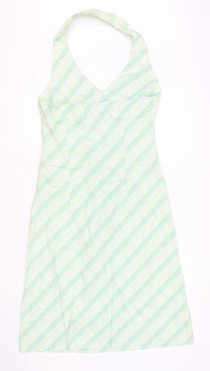 X-Mali Womens Multicoloured Striped Cotton Tank Dress Size L Halter Zip