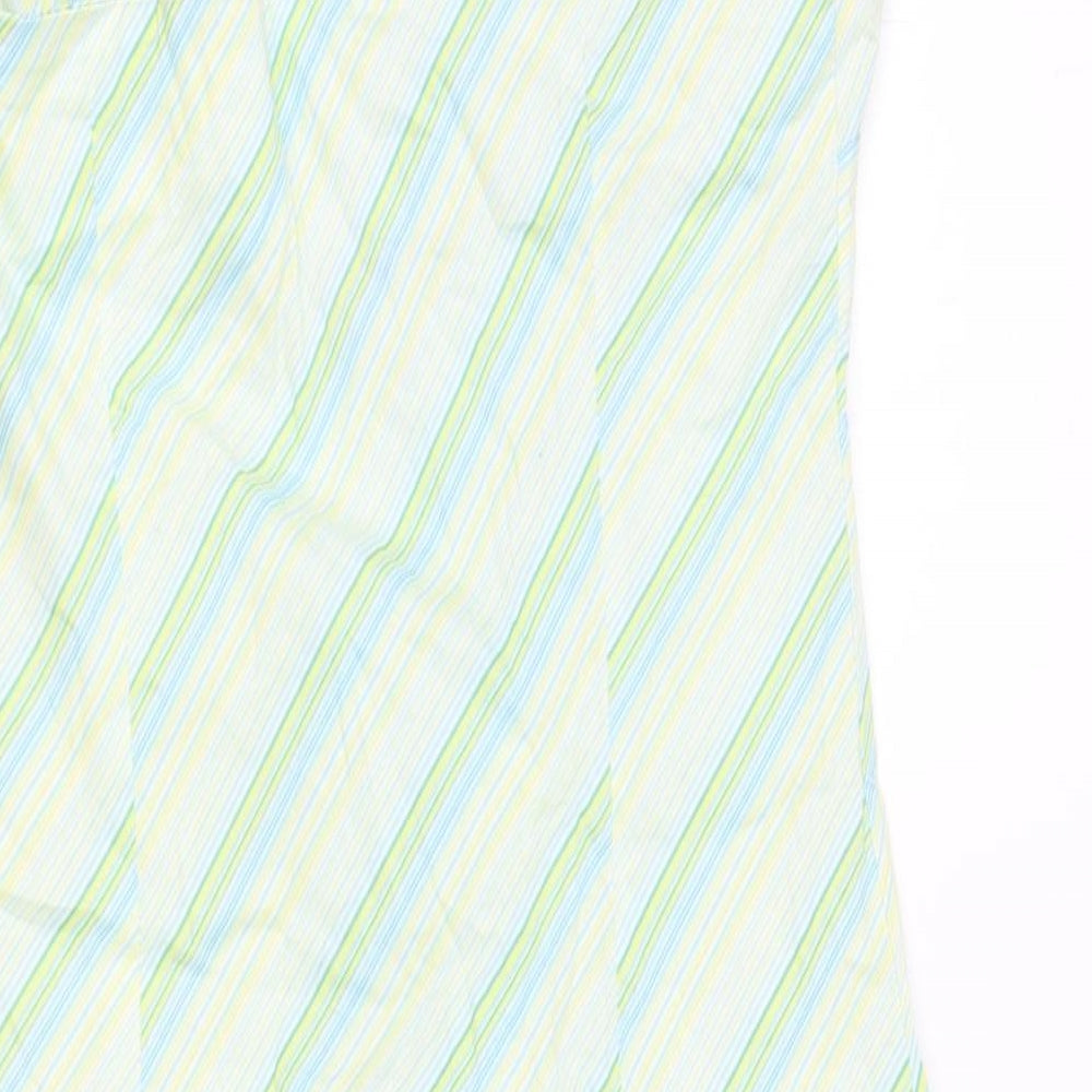 X-Mali Womens Multicoloured Striped Cotton Tank Dress Size L Halter Zip