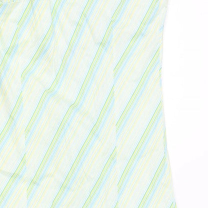 X-Mali Womens Multicoloured Striped Cotton Tank Dress Size L Halter Zip