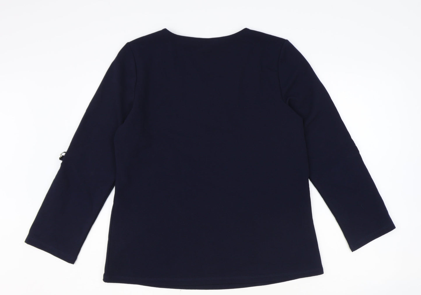 Rockmans Womens Blue Polyester Basic T-Shirt Size S V-Neck