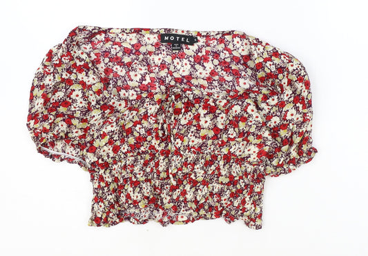 Womens UK Size S Motel Multicoloured Cropped T-Shirt