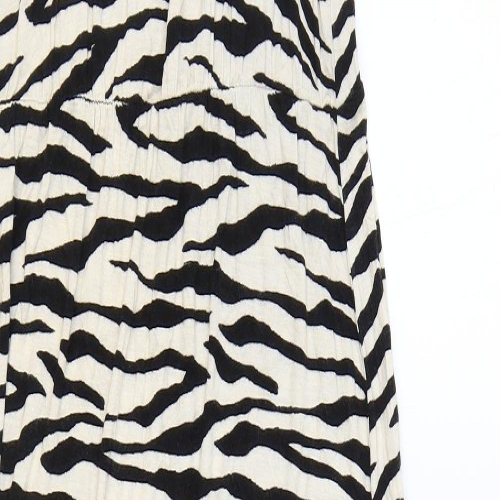 Very Womens Black Animal Print Viscose Tank Dress Size 10 Round Neck Pullover - Zebra Print