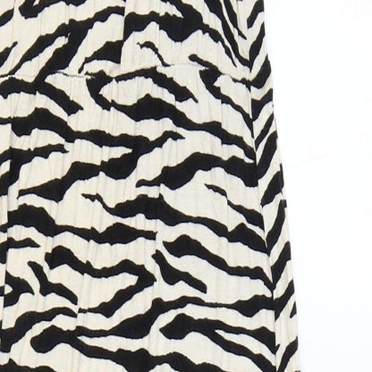 Very Womens Black Animal Print Viscose Tank Dress Size 10 Round Neck Pullover - Zebra Print