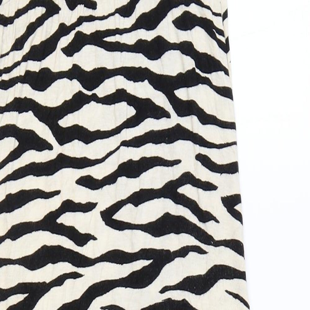 Very Womens Black Animal Print Viscose Tank Dress Size 10 Round Neck Pullover - Zebra Print