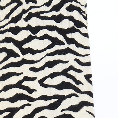 Very Womens Black Animal Print Viscose Tank Dress Size 10 Round Neck Pullover - Zebra Print