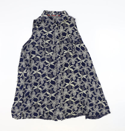 Dickins & Jones Womens Blue Geometric Viscose Basic Blouse Size 12 V-Neck