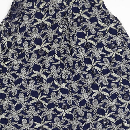 Dickins & Jones Womens Blue Geometric Viscose Basic Blouse Size 12 V-Neck