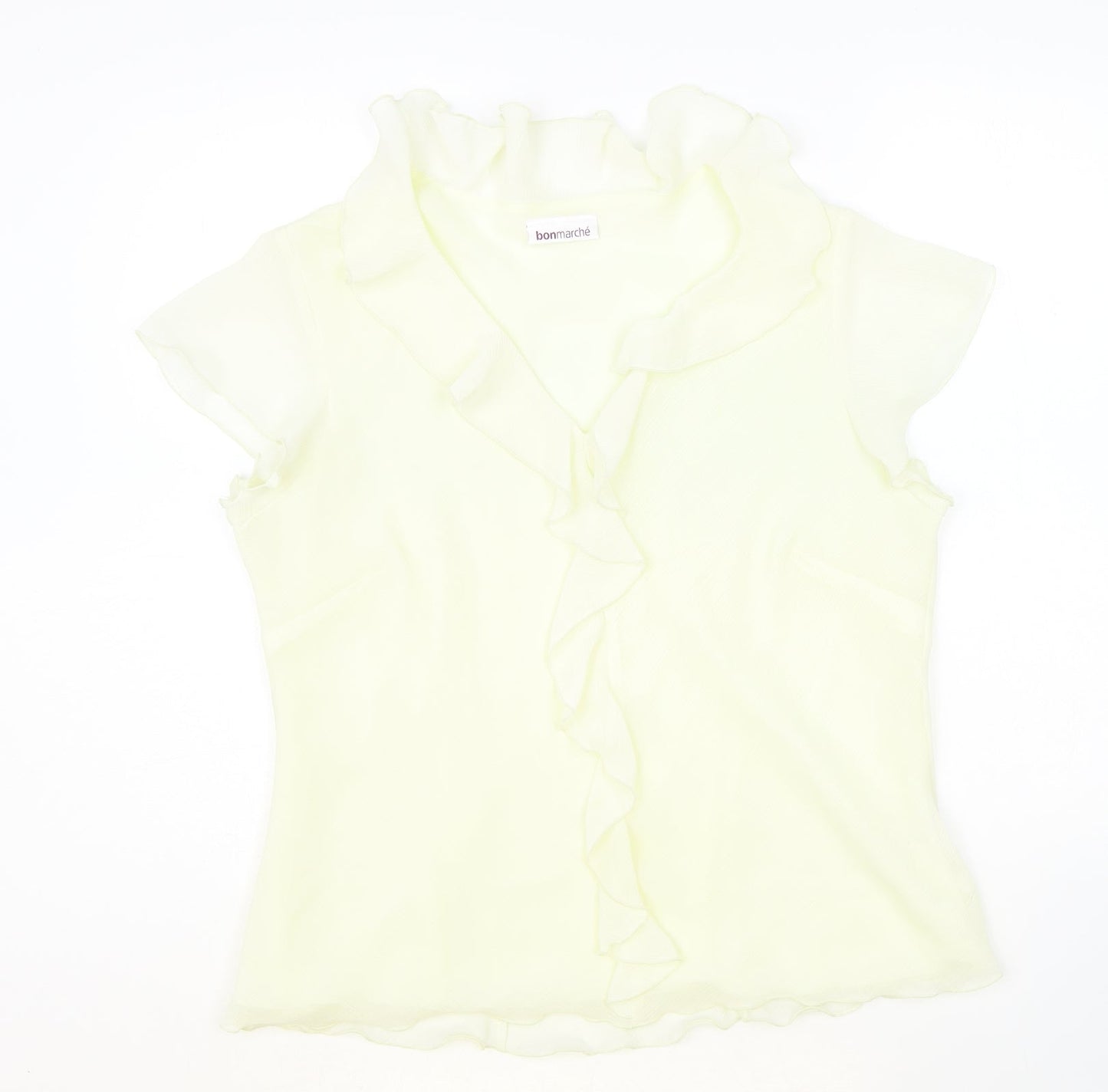 BonMarche Womens Yellow Polyester Basic Blouse Size 16 V-Neck