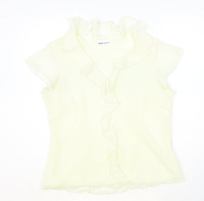 BonMarche Womens Yellow Polyester Basic Blouse Size 16 V-Neck