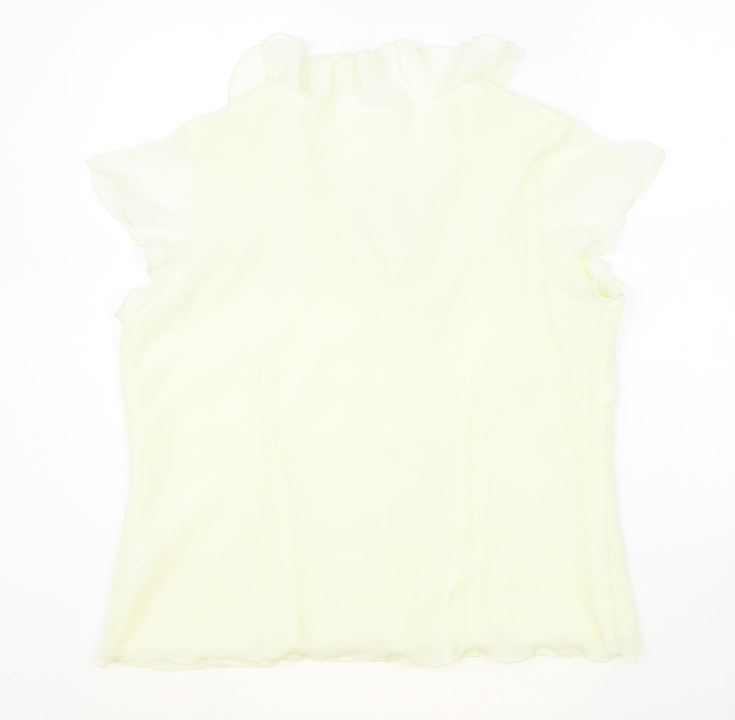 BonMarche Womens Yellow Polyester Basic Blouse Size 16 V-Neck