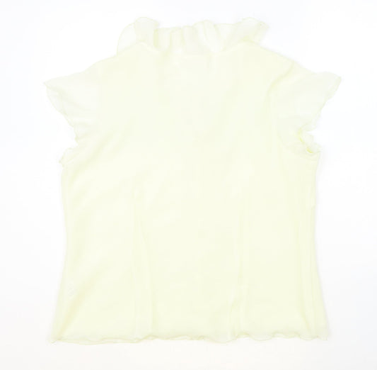 BonMarche Womens Yellow Polyester Basic Blouse Size 16 V-Neck