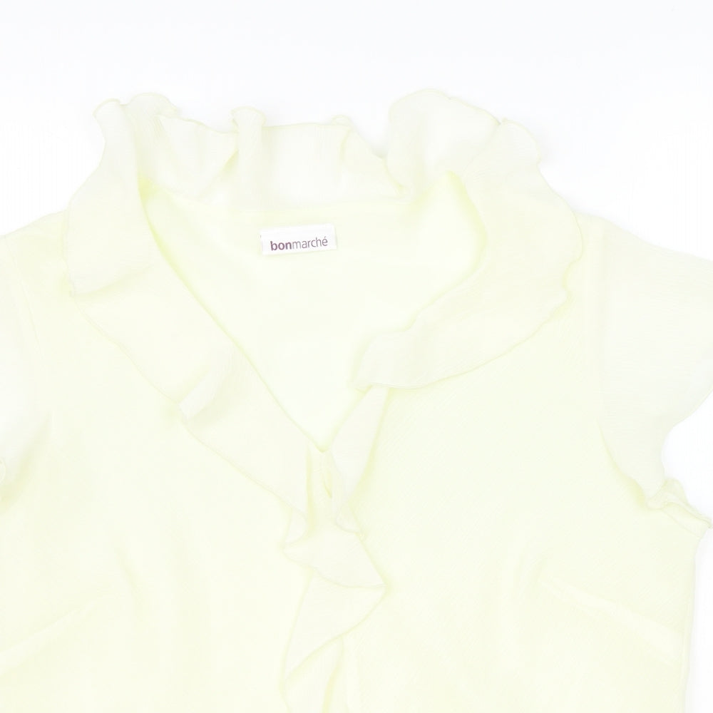 BonMarche Womens Yellow Polyester Basic Blouse Size 16 V-Neck