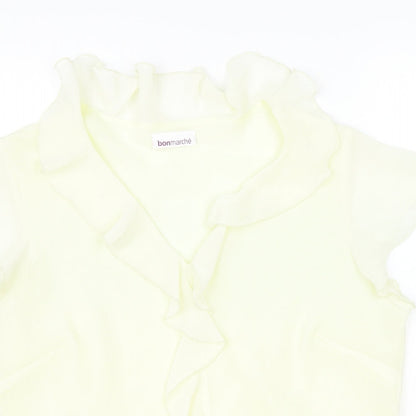 BonMarche Womens Yellow Polyester Basic Blouse Size 16 V-Neck