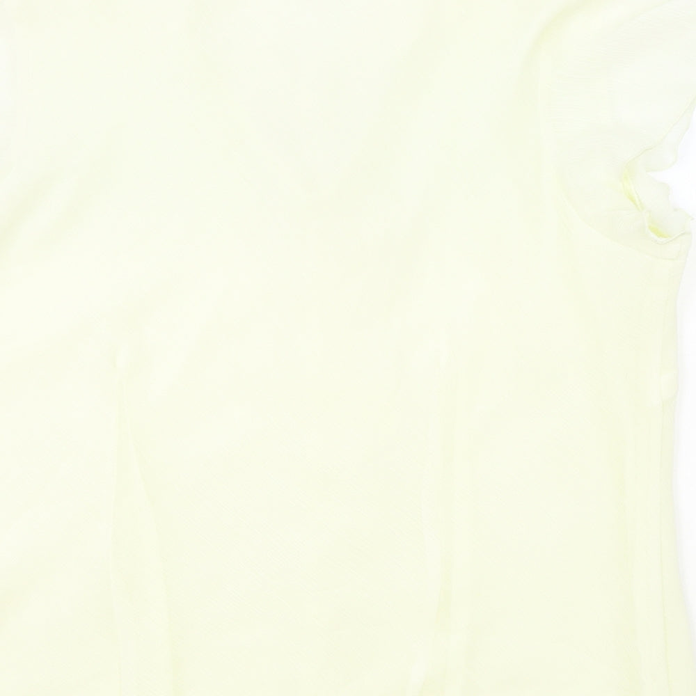 BonMarche Womens Yellow Polyester Basic Blouse Size 16 V-Neck