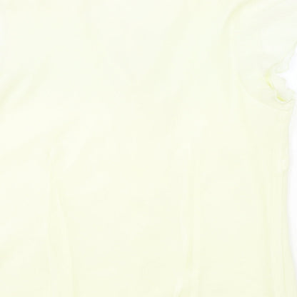 BonMarche Womens Yellow Polyester Basic Blouse Size 16 V-Neck