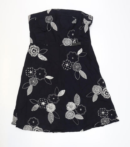 Etam Womens Black Floral 100% Cotton A-Line Size 18 Off the Shoulder Zip - Bandeau Top