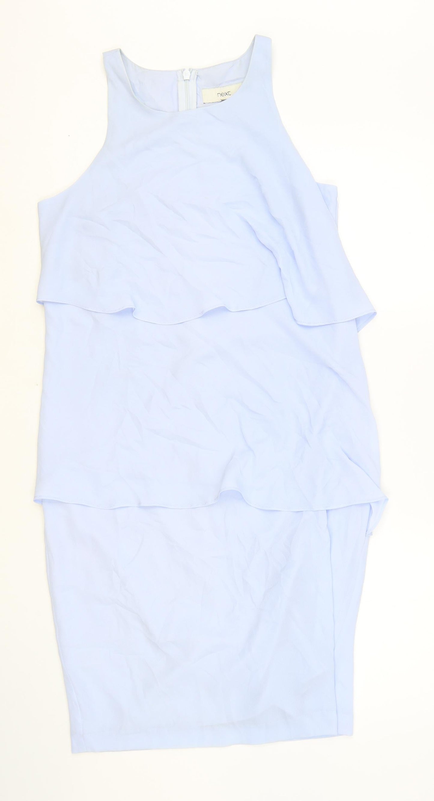 NEXT Womens Blue Polyester A-Line Size 8 Scoop Neck Zip - Layered