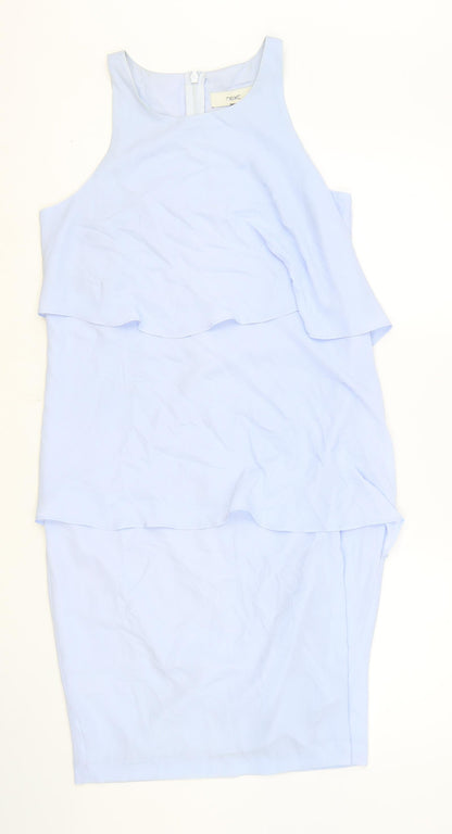 NEXT Womens Blue Polyester A-Line Size 8 Scoop Neck Zip - Layered