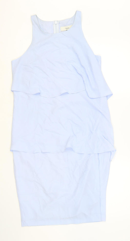 NEXT Womens Blue Polyester A-Line Size 8 Scoop Neck Zip - Layered