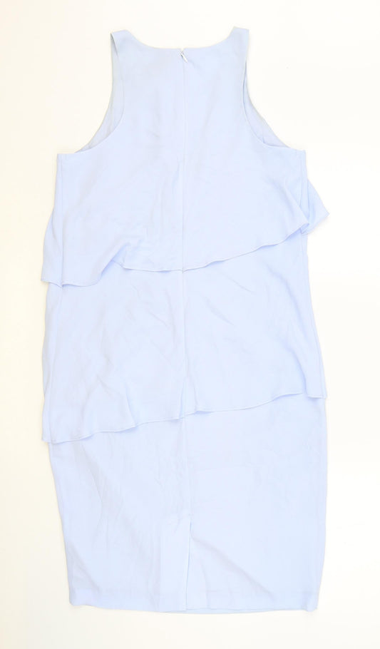 NEXT Womens Blue Polyester A-Line Size 8 Scoop Neck Zip - Layered