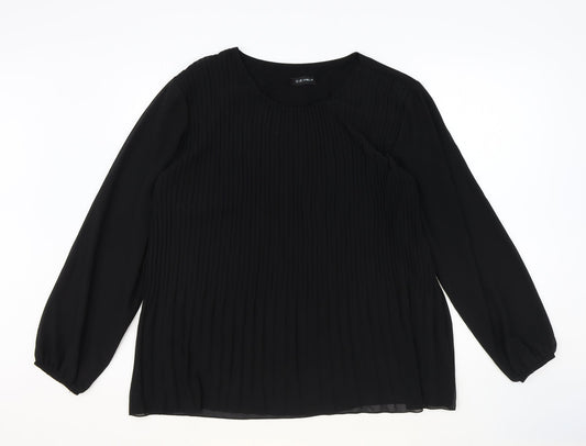 Blue Vanilla Womens Black Polyester Basic Blouse One Size Round Neck