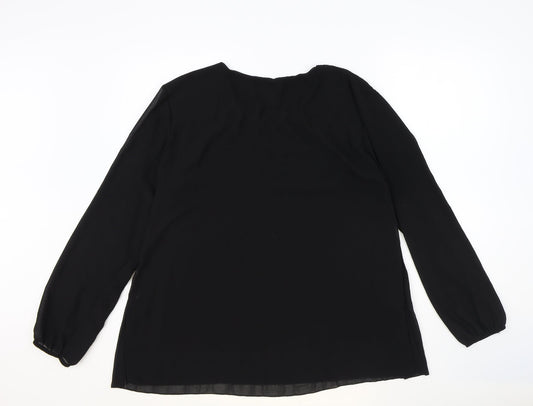 Blue Vanilla Womens Black Polyester Basic Blouse One Size Round Neck