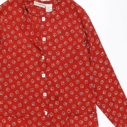 Liz Clayborne Womens Red Geometric Polyester Fit & Flare Size 12 Round Neck Button