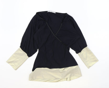 Vicky Martin Womens Black Nylon Basic Blouse One Size V-Neck